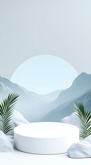 3D e-commerce display stand background, three-dimensional scene mountain minimalist creative background material