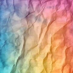 Naklejka premium Crumpled paper texture with a rainbow gradient of blue, purple, pink, orange, and yellow.