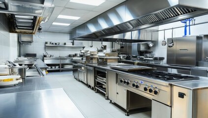 Gleaming Stainless Steel: A Modern Restaurant Kitchen