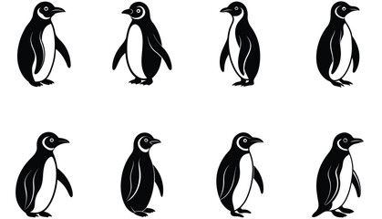 Fototapeta premium Penguin Collection. Penguin vector shilhouette bundle. Penguin icon.