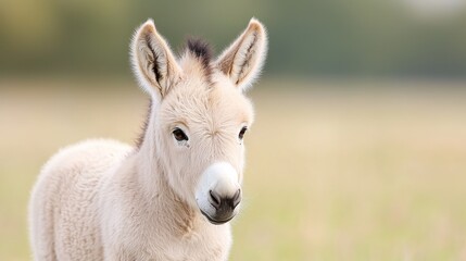 Obraz premium Cream foal portrait, autumn field background, nature