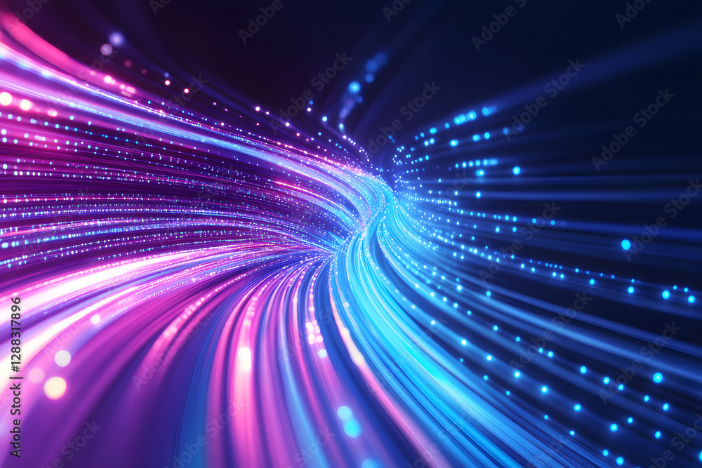 Canvas Prints blue energy particles tunnel blurred bokeh glowing bright abstract background