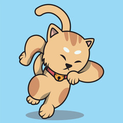 vector cartoon icon of cute cat jumping

