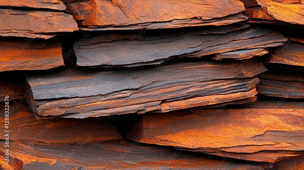 Poster weathering process concept. close-up view of layered natural stone with rich textures and earthy ton