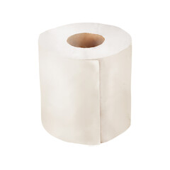 Toilet paper roll of different shapes. Watercolor illustration. Paper towel, isolated on white background. Cleaning, toilet room design and home interior theme