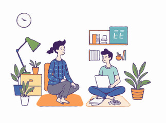 Mindfulness in Daily Routine: Work-life Balance Illustration