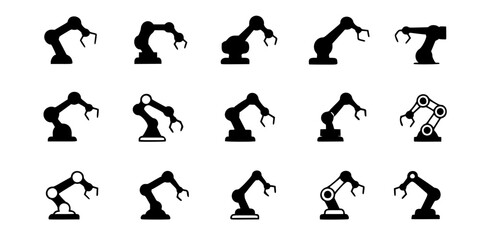 industrial robot icon in different style vector illustration. two colored and black industrial robot vector icons designed in filled, outline, line and stroke style can be used for web, mobile, ui