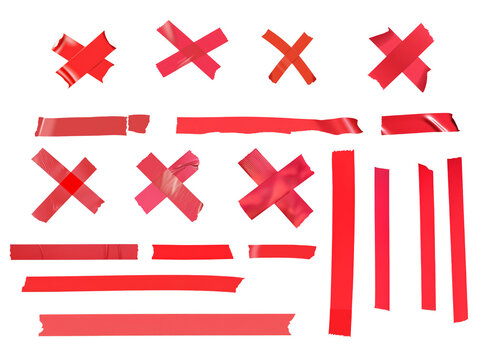 A realistic red adhesive tape with a torn edge, presented on a transparent PNG background. Ideal for design projects, scrapbooking, creative collages, and digital art with a raw, DIY aesthetic.

