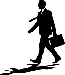 Obraz premium vector silhouette of a man in a suit with a briefcase on a white background .Generative AI 