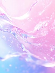 Obraz premium Abstract liquid motion with pastel pink and blue hues, creating a dreamy and fluid visual texture