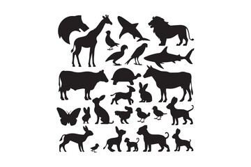 Animal Silhouettes Collection in Black vector