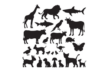 Animal Silhouettes Collection in Black vector