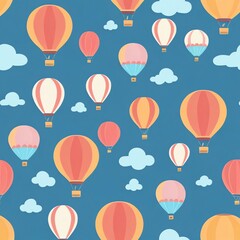 Colorful Hot Air Balloons Soaring in a Blue Sky