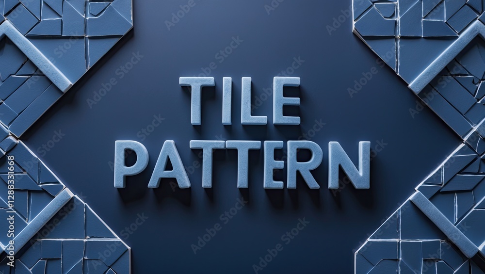 Aufkleber geometric tile pattern with embossed letters on a deep blue background featuring intricate textures