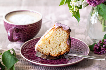 Pound cake traditional vanilla or sour cream flavor, homemade dessert
