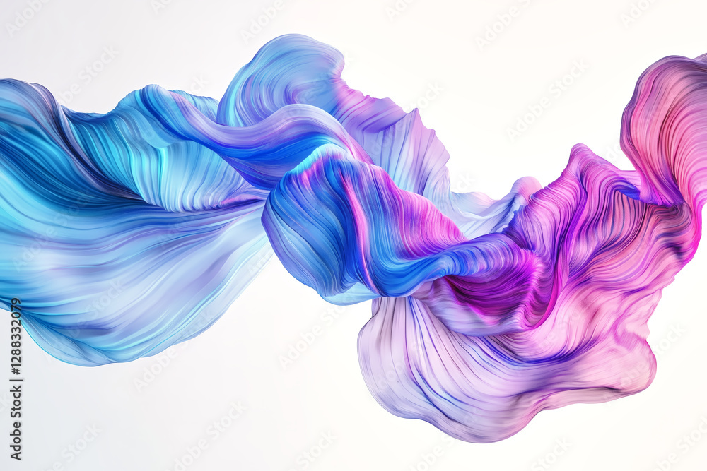 Poster abstract textile swirl: dynamic, flowing fabric in a spectrum of vibrant colors gracefully dances ac