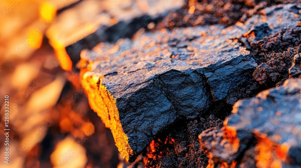 Poster weathering process concept. close-up of a textured rock surface illuminated by warm sunlight.