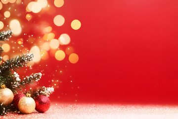 Golden particles red background festive technological sense poster background