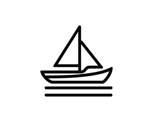 Boat logo design icon outline vector template
