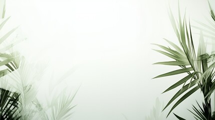 Soft Green Tropical Leaves on White Background