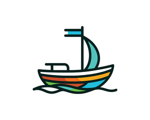 Boat logo design icon outline vector template