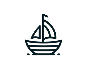 Boat logo design icon outline vector template