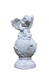 Obraz premium A Stunning Cherubic Angel Statue Embracing a Sphere, Captivating Hearts with Its Innocent Beauty and Grace, Perfect for Gardens and Artistic Displays in Various Settings.