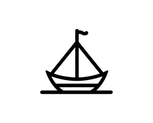 Boat logo design icon outline vector template