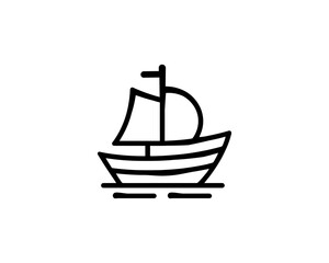 Boat logo design icon outline vector template