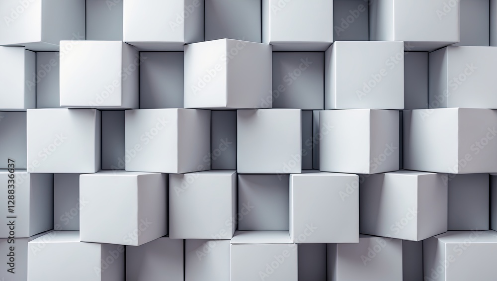 Poster a textured arrangement of white 3d cubes creating a modern and minimalist backdrop. the light enhanc