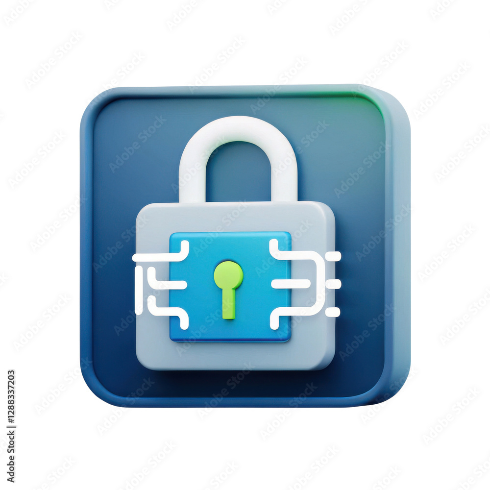 Poster secure digital lock icon for data protection and cyber security concept