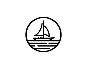 Boat logo design icon outline vector template