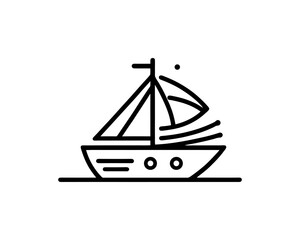 Boat logo design icon outline vector template