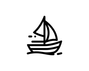 Boat logo design icon outline vector template