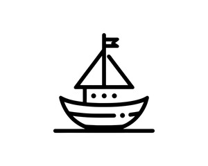 Boat logo design icon outline vector template