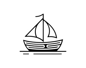 Boat logo design icon outline vector template