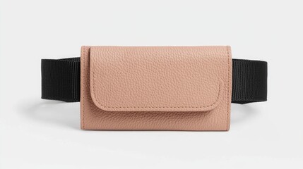 Fototapeta premium Pink leather belt bag, studio shot, fashion accessory