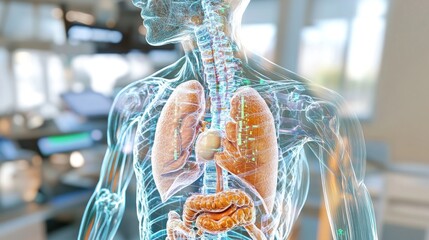 Human Anatomy: Lungs, Respiratory System, 3D Model, Medical Visualization