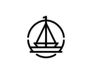 Boat logo design icon outline vector template