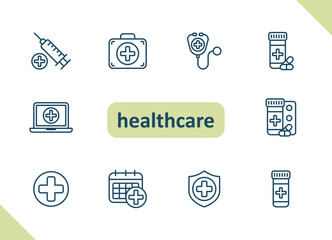 Healthcare icons. Health care, hospital, medical vector icon set