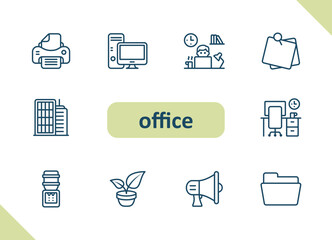 Office icons. Career, job, workplace, cubicle vector icon set