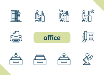 Office icons. Job, career, workplace vector icon set