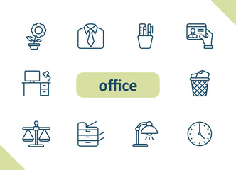 Office icons. Workplace, career, job vector icon set