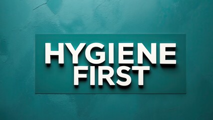 Fototapeta premium A 3D text display emphasizing the importance of hygiene with a modern turquoise background, promoting cleanliness and health