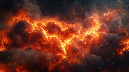 A fantasy-inspired molten lava background, with swirling fiery patterns, intense flames rising from the cracks, and glowing embers floating in the air