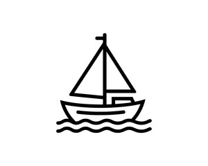 Boat logo design icon outline vector template