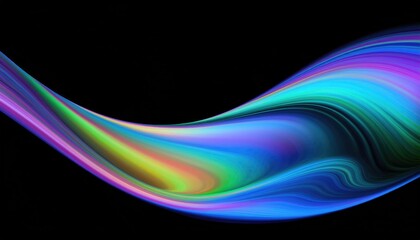 Naklejka premium Abstract fluid iridescent holographic curved wave in motion colorful gradient design on black background