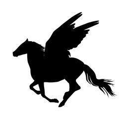 Pegasus silhouette. Illustration of mythological winged horse.eps