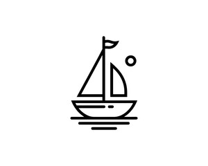 Boat logo design icon outline vector template