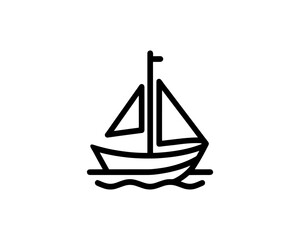 Boat logo design icon outline vector template